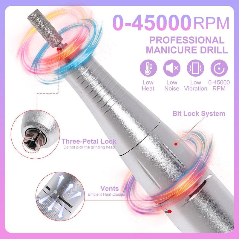 Portable Electric Nail Drill, 1 Set Nail Care Polishing Machine, Variable Speed Electric Nail File Tool, Diy Nail Art Tool, Callus Remover for Feet, Nail Equipment