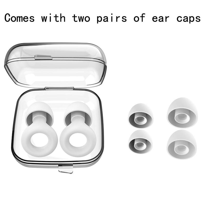 Ear Plugs with Storage Case, 1 Pair Noise Cancelling Ear Plug with 2 Pairs Ear Caps, Hearing Protection Ear Plug for Concert, Motorcycle, Swimming, Sports, Work