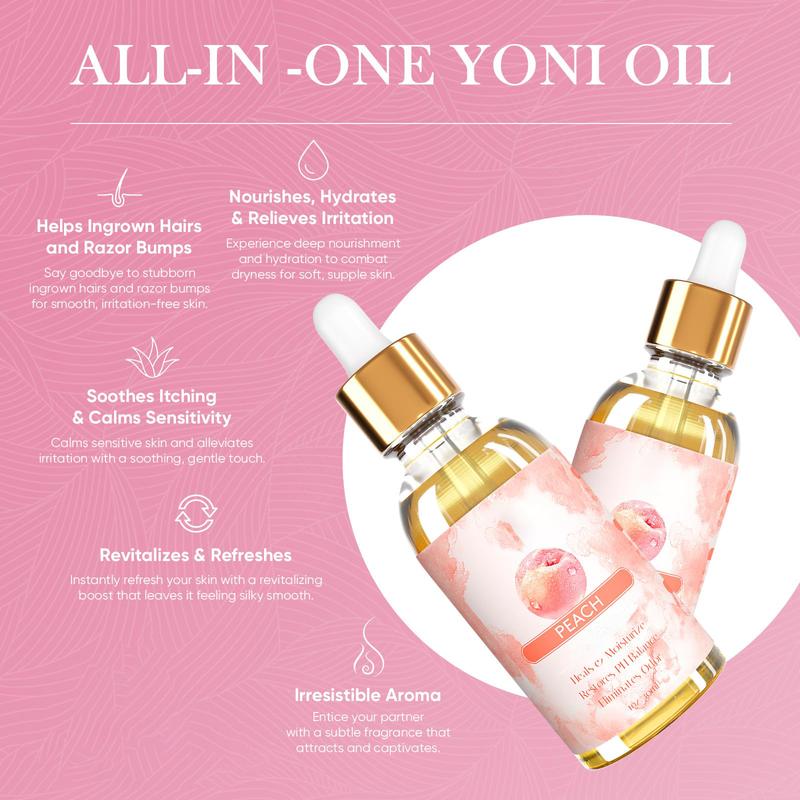 2 PCS Yoni Oil for Women - Peach Fresh Feminine Oil - V Oil Essential Oils, pH Balance and Wetness, Reduces Odor 1 fl. oz pc