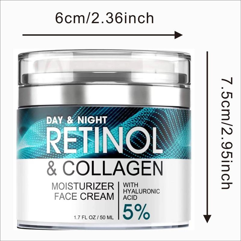 Retinol Collagen Day & Night Moisturizer, Hydrating Face Cream, Moisturizing Face Cream, Face Lotion for Women & Men, Skin Care Product for Daily Use