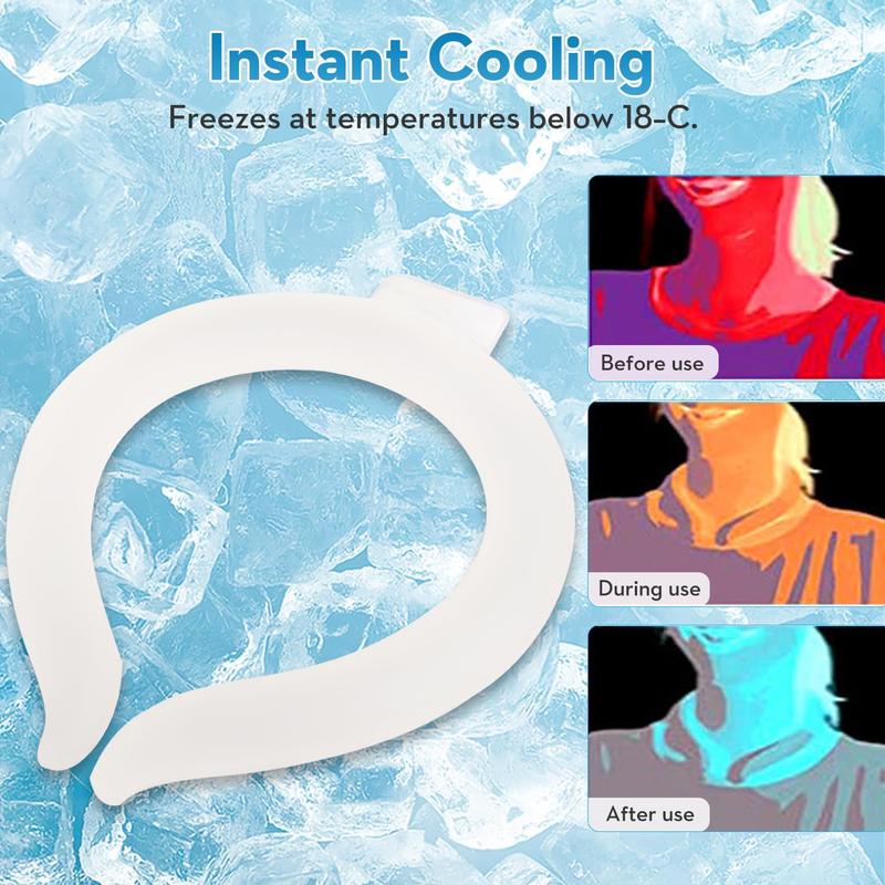 Neck Cooling Tube - Reusable Ice Body Cooling Product for Summer (crystalize below 82.4F no refrigerator necessary) - White Portable Cooling Gadget