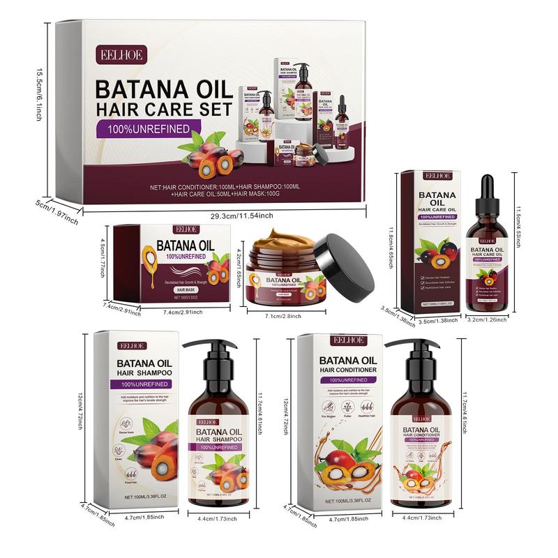 Batana Oil Hair Care Set, Hair Shampoo & Hair Conditioner & Hair Mask & Hair Oil, Moisturizing Hair Care Product for Women & Men