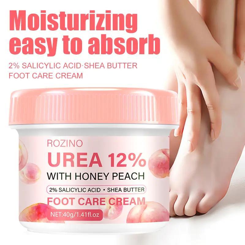 Peach Foot Care Cream, 1 Piece Moisturizing & Soothing Foot Cream, Containing 12% Urea & 2% Salicylic Shea Butter, Suitable For Dry Skin