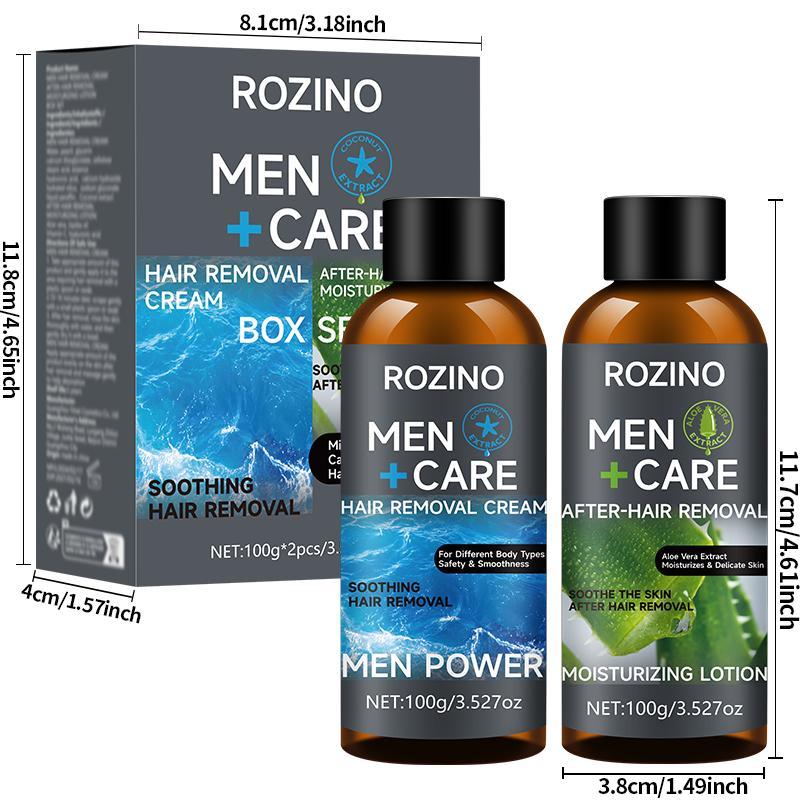 Men's Hair Removal Cream & Aftershave Lotion, 2 Counts box Gentle Hair Removal Cream, Long Lasting Hair Removal Product for Men