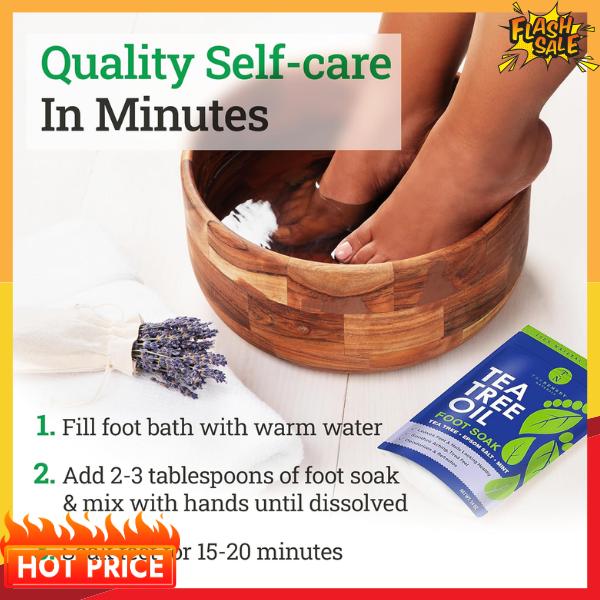 Tea Tree Oil Foot Soak with Epsom Salt & Mint, , 14 Ounce, Feet Soak Helps Stubborn Foot Odor - Foot Bath Salt Softens Calluses & Soothes Sore Tired Feet