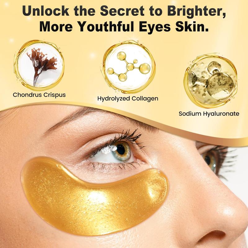 [M] Collagen 24k Gold Glow Eye Patches for Puffy Eyes with Hyaluronic Acid, Anti-Aging and Hydrating Eye Skin Care Treatment Hydrate Moisturize