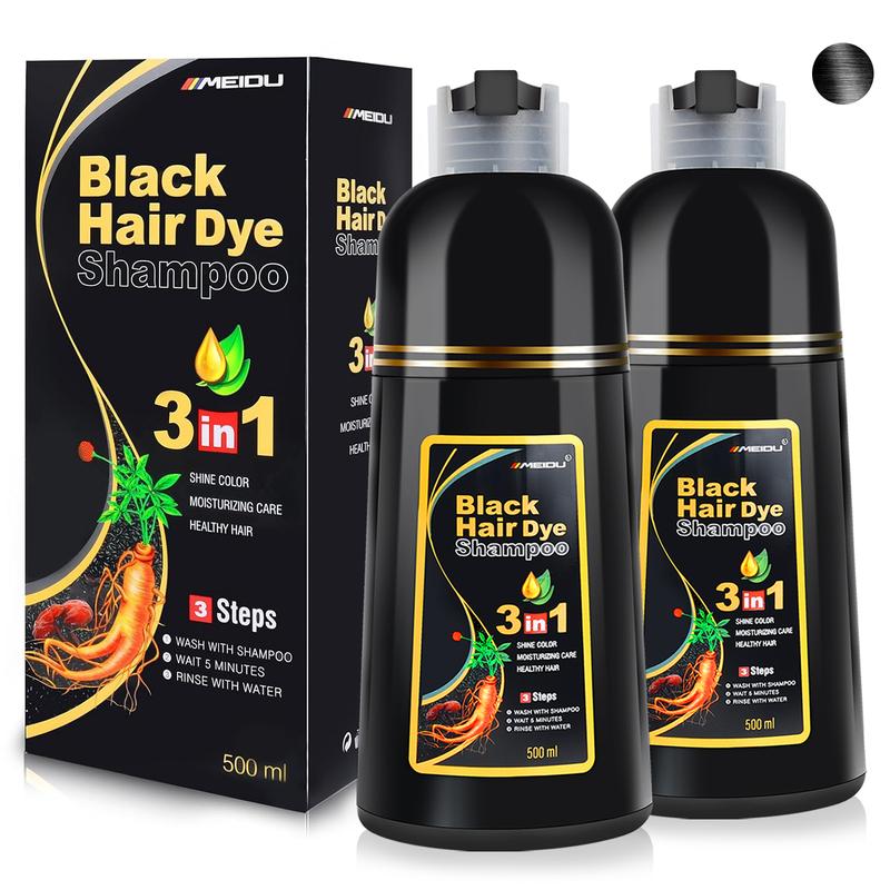 MEIDU 3 in 1 Hair Dye Shampoo-Contains Ginseng Extract,Can cover gray hairs,Herbal Ingredients,Plant Haircare,black hairdye