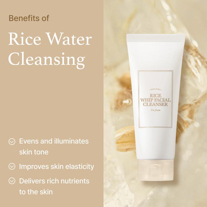 [I'M FROM OFFICIAL SHOP] I'm from Rice Whip Facial Cleanser Set, 3 pcs Gift, Exclusive on TikTok Shop, Travel Kit with Rice Face Wash 5.07 fl oz & 1.01 fl oz  & Rice Toner 1.01 fl oz, low-pH Rice Water Face Wash for sensitive, Gentle Deep Cleansing toners