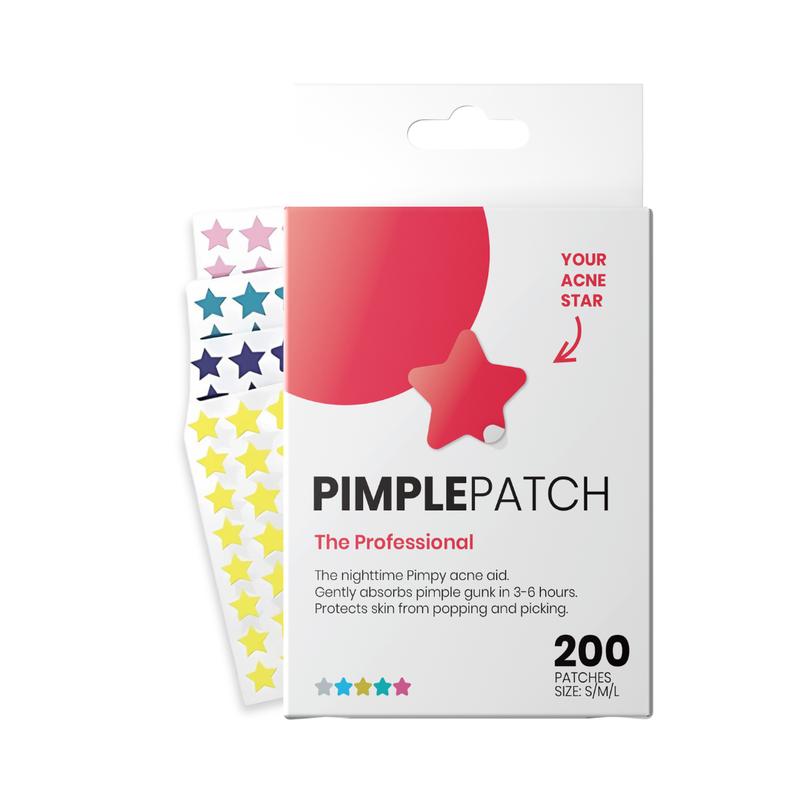 Pimpy Acne Star Patches for Face - Hydrocolloid Acne Patches, Cute Star Zit Covers, 200 pcs, 5 Colors, 3 Sizes - Skin Repair, Skincare