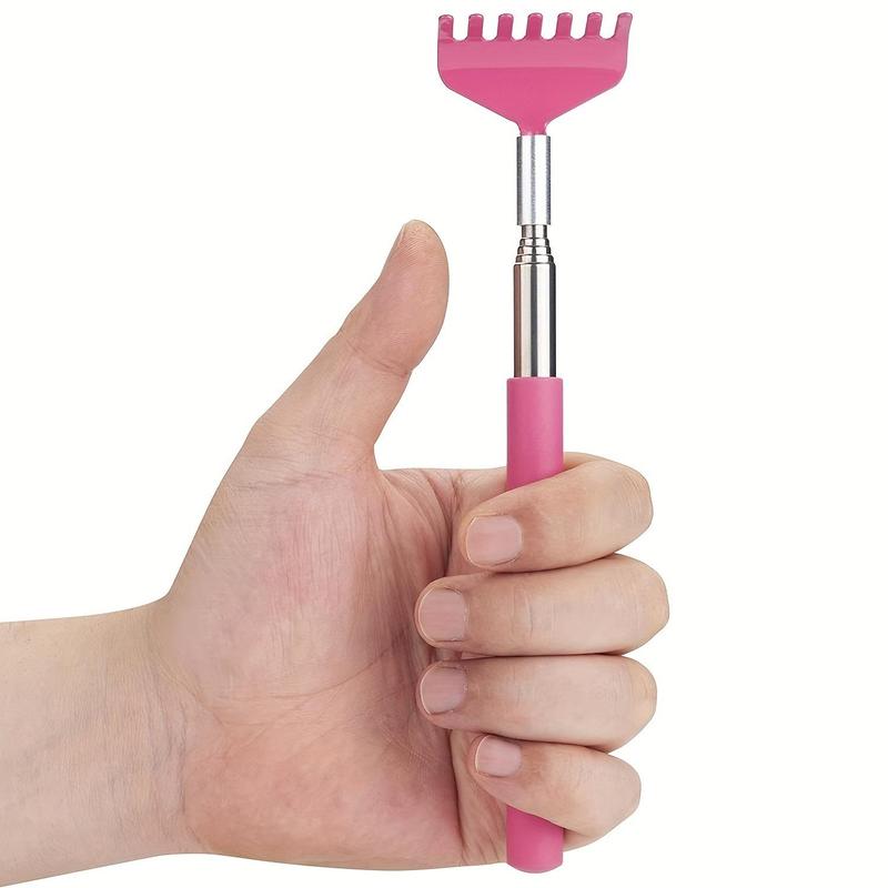 Random Color Stainless Steel Telescoping Back Scratcher with Soft Rubber Handles, Portable and Easy-to-use Massager for Safe and Comfortable Scratching, Perfect for Women and Men, Christmas Gift