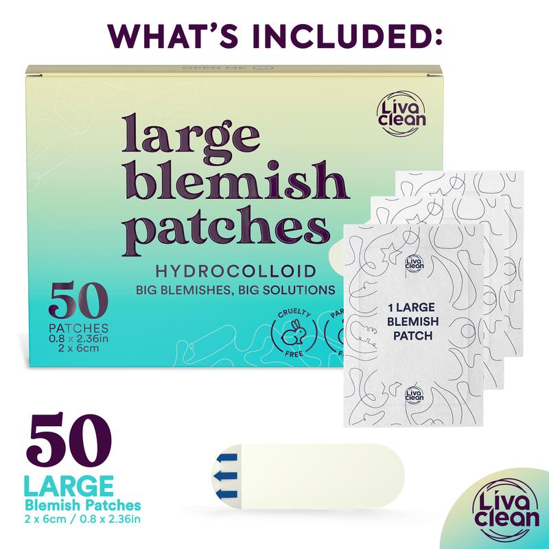 Livaclean 50CT Large Hydrocolloid Acne Pimple Patches Blemish Skincare