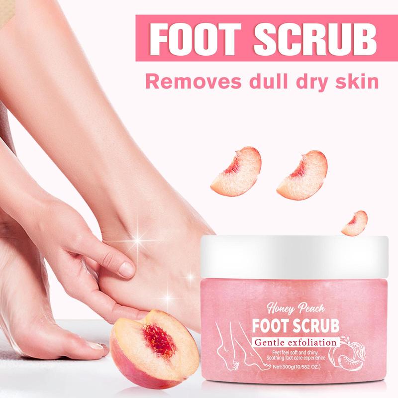 300g Peach Flavor Foot Scrub, Moisturizing Deep Cleansing Body Scrub for Face, Body, Hands and Feet, Skin Care Product