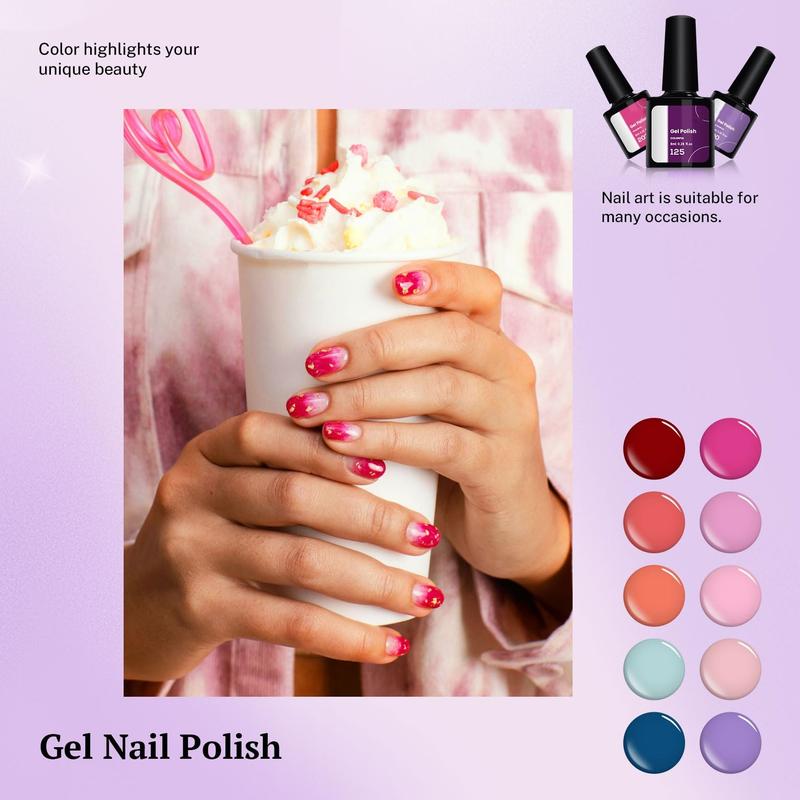 24-piece gel nail polish set with 21 spring colors, 8ml each, plus base, glossy & matte top coats. A great nail kit gift for women.