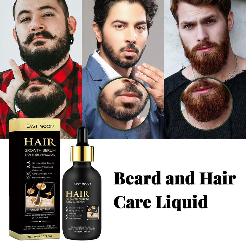 Men's Beard & Hair Care Serum- East Moon, Nourishing & Moisturizing Strengthening Serum for Beard & Hair, Professional Hair Care Product for Men Daily Use, Fall Gifts for Men