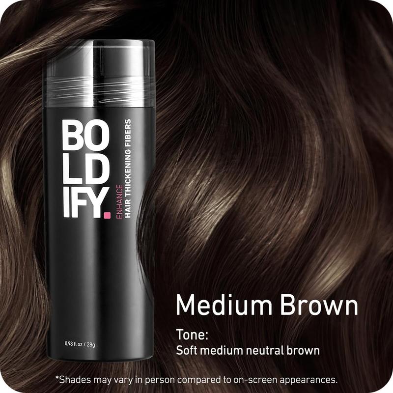 BOLDIFY Hair Fibers (28g) Fill In Fine and Thinning Hair for an Instantly Thicker & Fuller Look - Best Value & Superior Formula -14 Shades for Women & Men - DARK BROWN