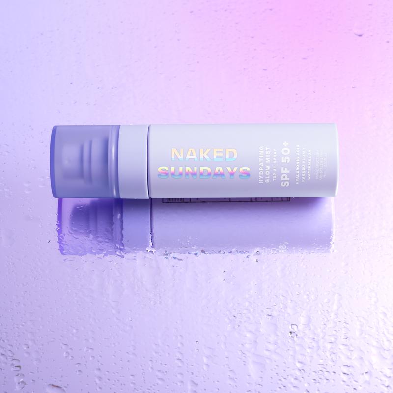 Naked Sundays SPF50+ Hydrating Glow Mist - Topping Up Facial Sunscreen Skincare with Hyaluronic Acid