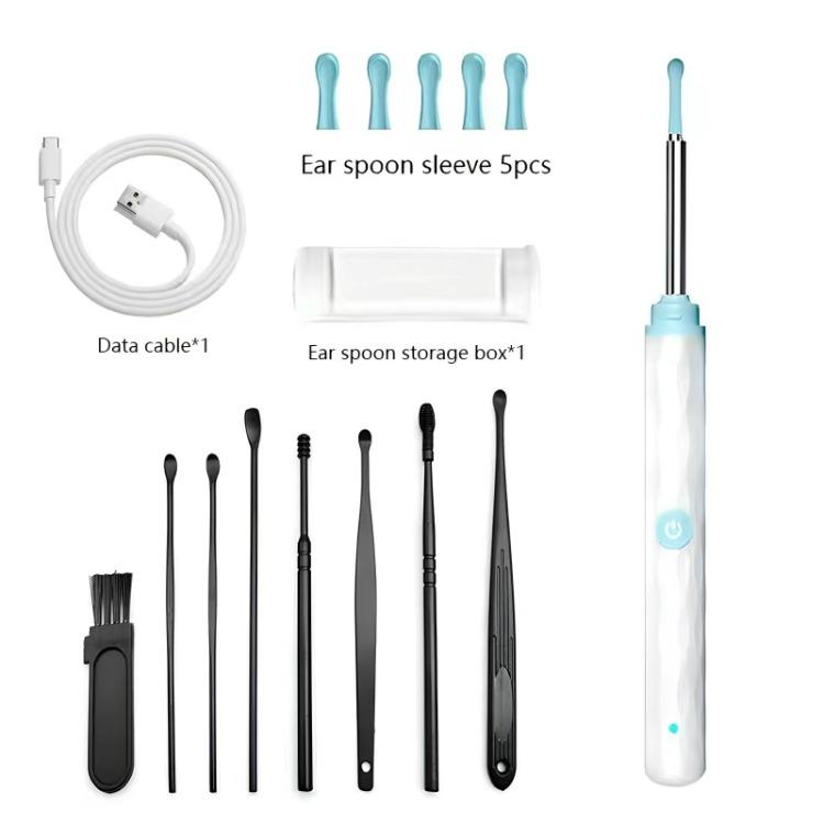 Ear Wax Removal Tool with 1080P Camera and Light - FSA HSA Eligible Ear Cleaner Kit, Includes 6 Spoons, Compatible with iOS & Android, Perfect for Safe and Precise Ear Cleaning (Black) Wireless Gentle