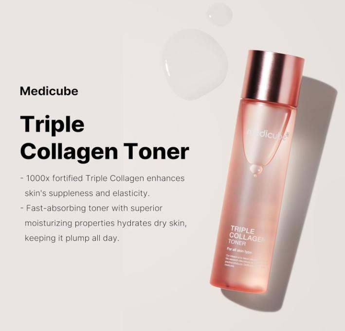 Medicube Triple Collagen Toner - Hydrolyzed, Atelo, & Soluble Collagen for Deep Hydration & Plump Skin - Korean Skincare (4.73 fl.oz.)-medicube