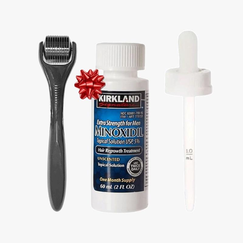 Kirkland Minoxidil 5% Extra Strength 1, 6, 12 Month Supply Men's Hair Regrowth Solution with derma roller Hair Care Comfort