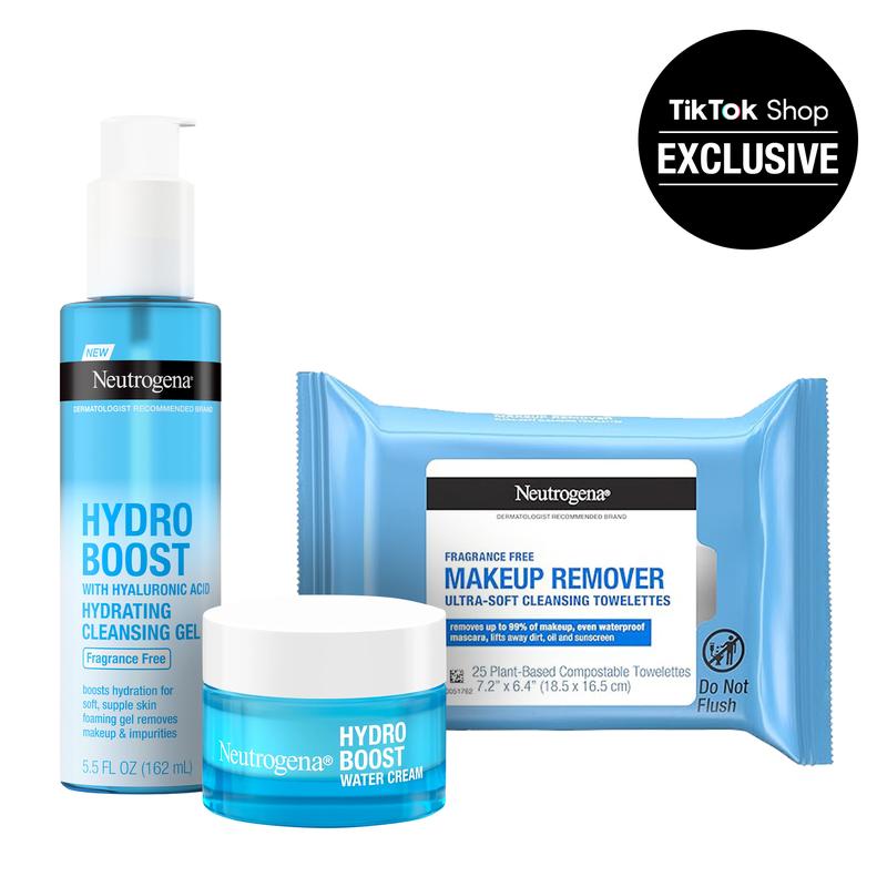 Neutrogena Get Unready Trio, GURWM Trio, Cleanse, Hydrate & Remove Makeup Trio, Fragrance-Free Cleanser Cleansing