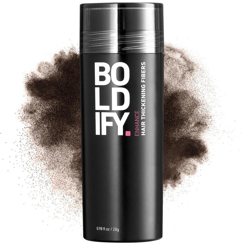 BOLDIFY Hair Fibers (28g) Fill In Fine and Thinning Hair for an Instantly Thicker & Fuller Look - Best Value & Superior Formula -14 Shades for Women & Men - DARK BROWN