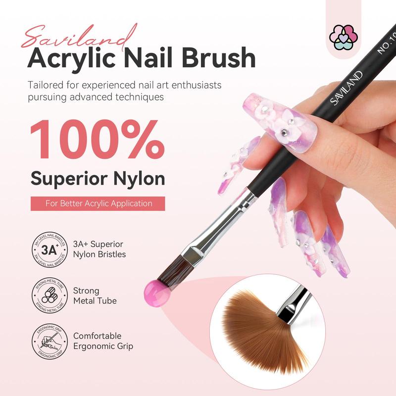 Acrylic Nail Brush Set, 5 Counts Professional Round Shaped Nail Acrylic Brushes with Sturdy Handle for Home Salon Manicure Nail Art