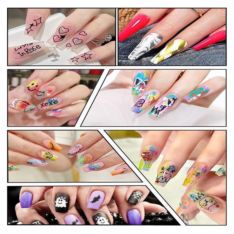 Waterproof DIY Graffiti Nail Art Pen Set, 12pcs set Colorful Acrylic Marker Pen, Professional Nail Art Tool for Women & Girls