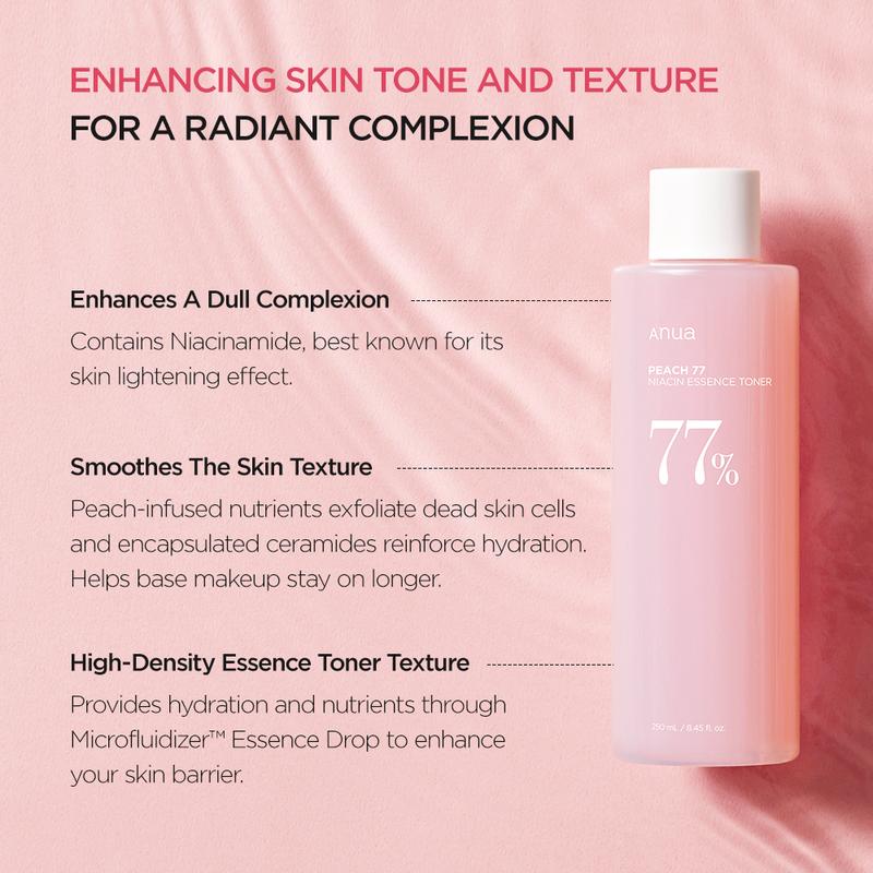 [Anua Official Shop] Peach 77 Niacin Essence Toner 8.45 fl. oz. (250ml) ｜Milky Toner with Niacinamide for Radiant Skin, Korean skin care, niacinamide