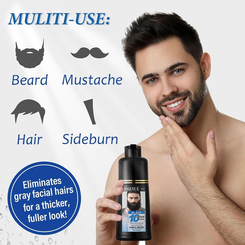 Men's Beard Color Shampoo instant 10 Mins Dye Black for Mustache Beard Darkening Hair Dye Haircare