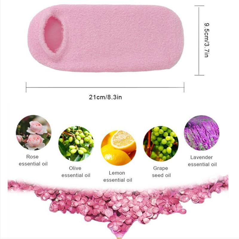 Moisturizing Gel Socks and Gloves Spa Gloves and Socks Set Skin Care Winter Socks for Dried Cracked Feet and Hands Pink Moisturizing Gel