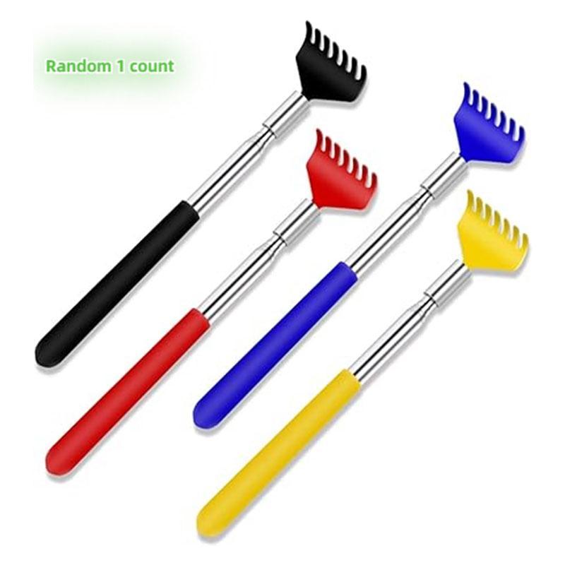 Random Color Stainless Steel Telescoping Back Scratcher with Soft Rubber Handles, Portable and Easy-to-use Massager for Safe and Comfortable Scratching, Perfect for Women and Men, Christmas Gift