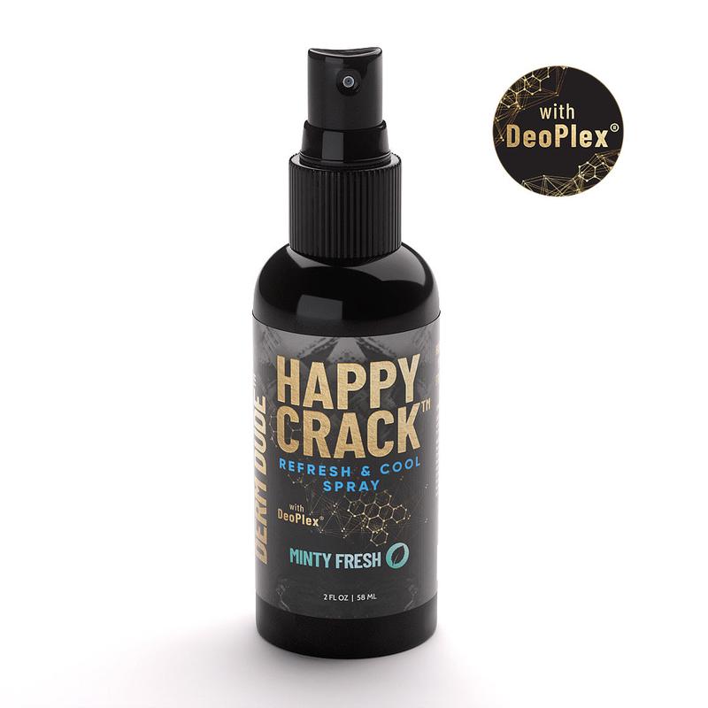 Happy Crack Refresh & Cool Spray – Minty Fresh Scent, Butt Odor Neutralizing, Removes Sweat & Perspiration Smell, Aloe & Chamomile Body Care