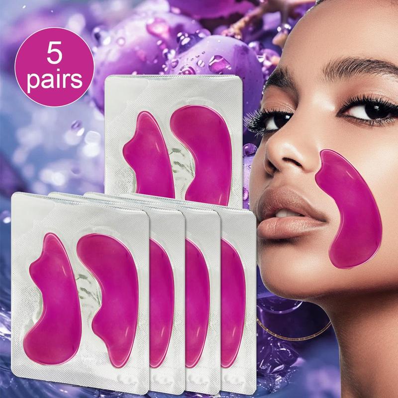 Grape Seed Face Mask, 5 Pairs Moisturizing Nasolabial Folds Patches for Improving Elasticity, Facial Skin Care Products for Women & Men