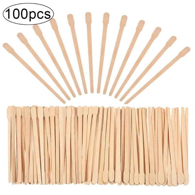 100pcs Wooden Waxing Applicator Stick, Wax Spatulas Wax Applicator Sticks, Waxing Craft Sticks for Hair Eyebrow Removal, Christmas Gift