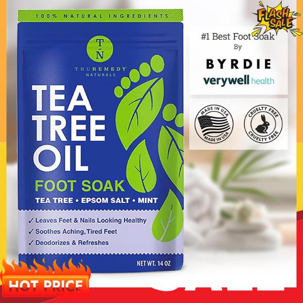 Tea Tree Oil Foot Soak with Epsom Salt & Mint, , 14 Ounce, Feet Soak Helps Stubborn Foot Odor - Foot Bath Salt Softens Calluses & Soothes Sore Tired Feet