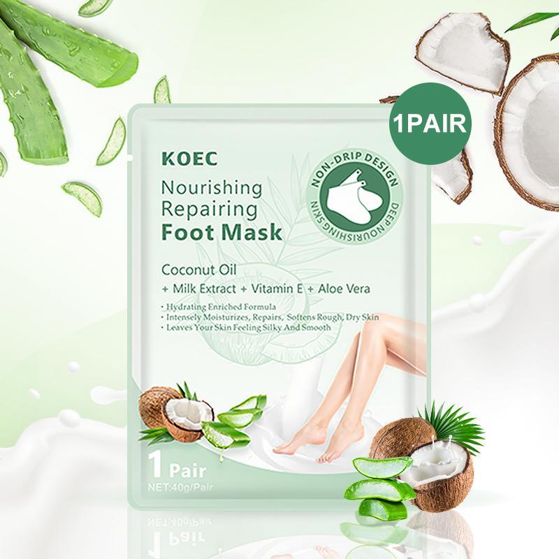 Nourishing Foot Mask, 1 Pair Coconut Oil Exfoliating Foot Mask, Magic Skin Peeling Dead Skin Hydrating Feet Mask