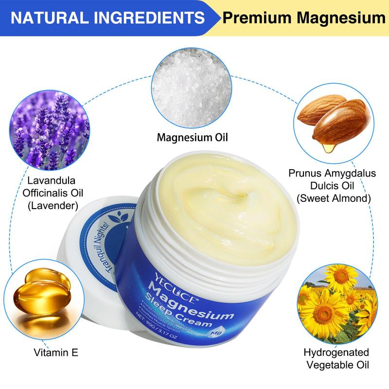 Magnesium Sleep Cream, Deep Relaxation Sleep Cream, Moisturizing Body Cream for Legs, Arms, Body, Body Care Product for Women & Men