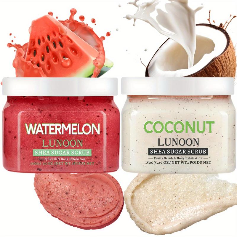 Coconut & Watermelon Shea Butter Body Scrub Set, 2 Counts set Moisturizing & Exfoliating Body Scrub, Body Care Product for Women & Men