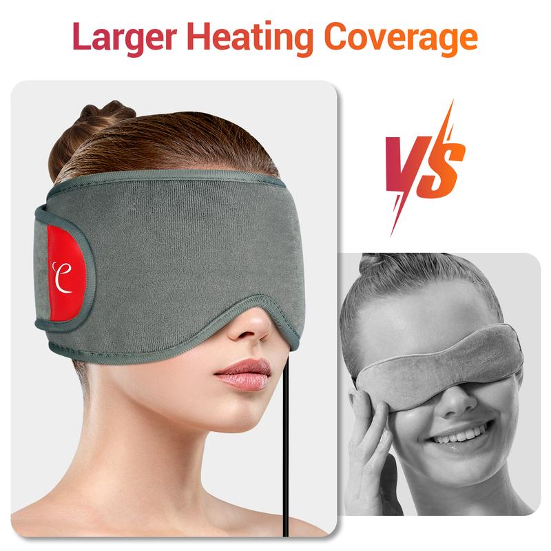 Comfytemp Heated Eye Mask for Dry Eyes, USB Wearable Eye Heating Pad, Sinus Headache Migraine Relief Mask FSA HSA Eligible, Warm Compress for Eyes with 3 Heat and Time Settings, Blepharitis Stye MGD