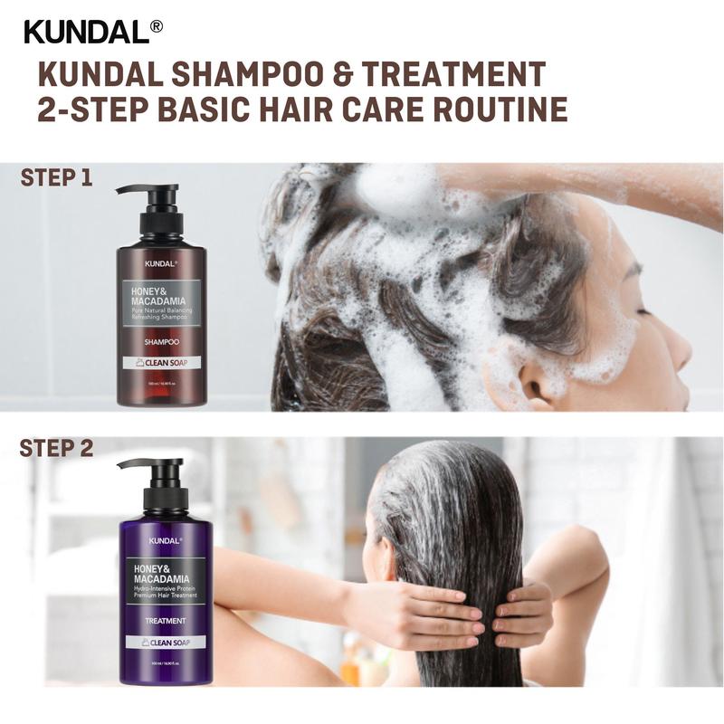 KUNDAL Natural Hair Shampoo and Conditioner Set [Amber Vanilla] - Nourish, Strengthen, Repair Hair with Honey, Argan Oil, Macadamia Oil, Sulfate-Free 500ml 2Set (16.9 fl oz 2 Set)