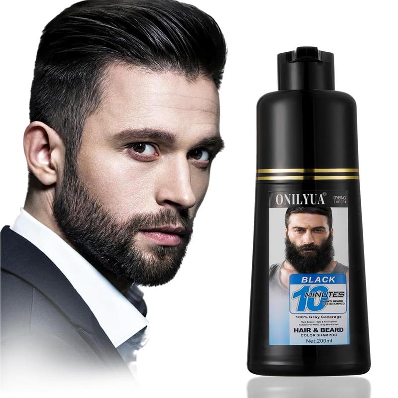 Men's Beard Color Shampoo instant 10 Mins Dye Black for Mustache Beard Darkening Hair Dye Haircare