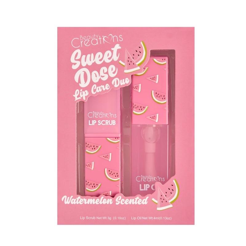 Beauty Creations - Sweet Dose Lip Care Duos Long-lasting Gloss, Lip Care Lip Scrub Makeup Lipstick Oil, Cosmetic, Lip Oil Exfoliant Jojoba