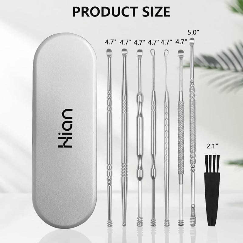 8 count Ear Wax Removal Kit,Professional Double-Headed Ear Pick Earwax Removal Tools,316L Stainless Steel Ear Cleaner Curette with Cleaning Brush and Storage Box,Suit for  Adult()