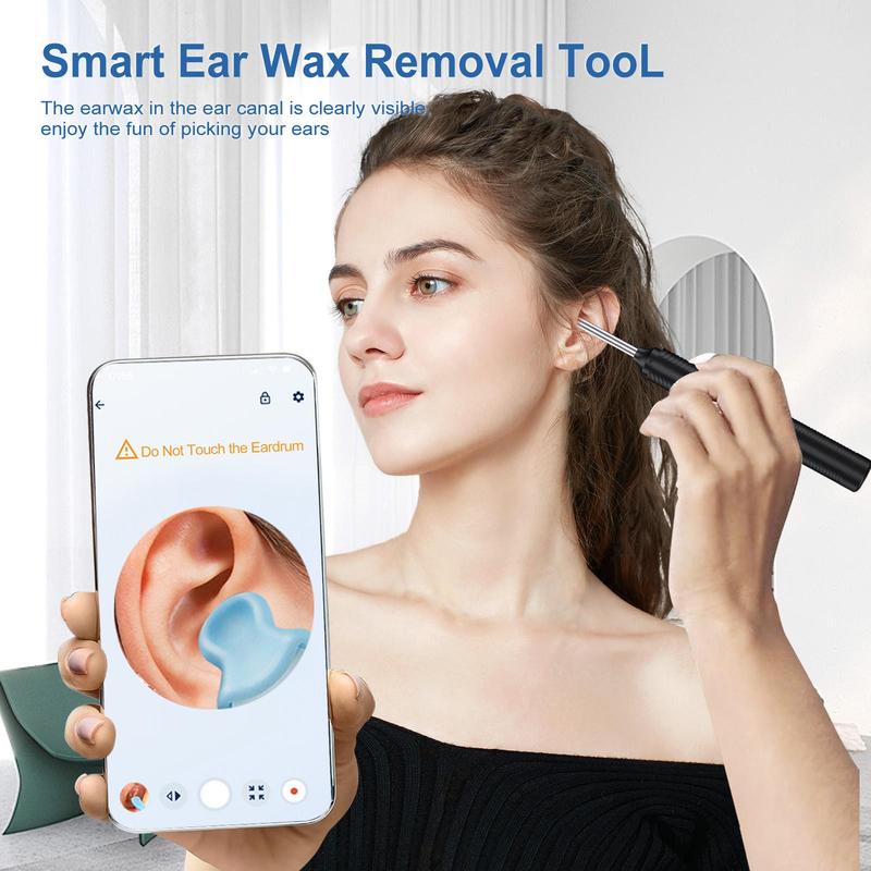 Intelligent Visual Ear Scoop, 1 Box Ear Wax Remover with 5 Counts Ear Scoops & 8 Counts Ear Digging Tools, Rechargeable Ear Wax Removal Kit for Smartphones