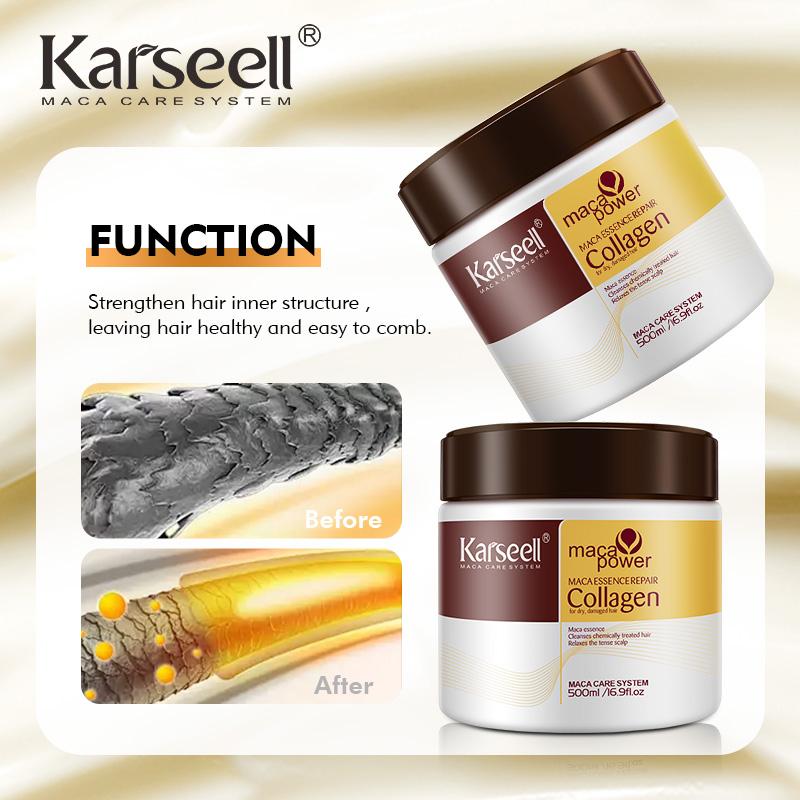 Karseell Collagen Deep Nourishing Repair Hair Argan Oil Frizz-Smoothing Hair Mask Serum All Hair Types 16.90 oz 500 ml Conditioner Haircare