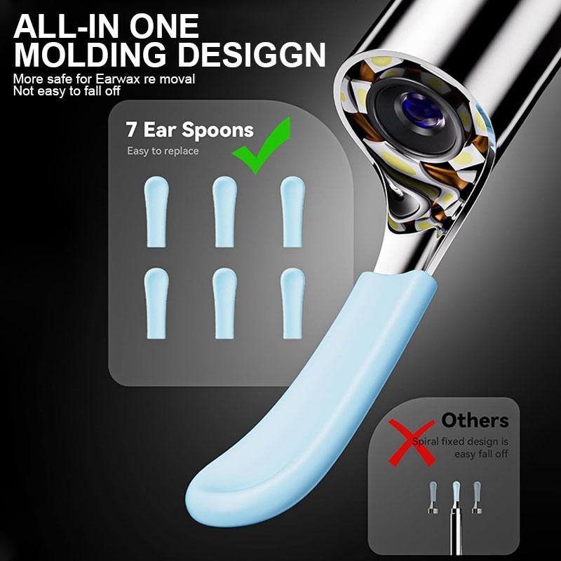 Portable Visual Earwax Cleaning Tool Set, Visual Earwax Cleaner with App Remote Control Function with 7 Replaceable Ear Spoons, Waterproof Earwax Removal Products for Adults, Christmas Gift