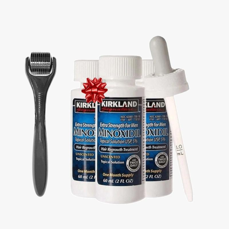 Kirkland Minoxidil 5% Extra Strength 1, 6, 12 Month Supply Men's Hair Regrowth Solution with derma roller Hair Care Comfort