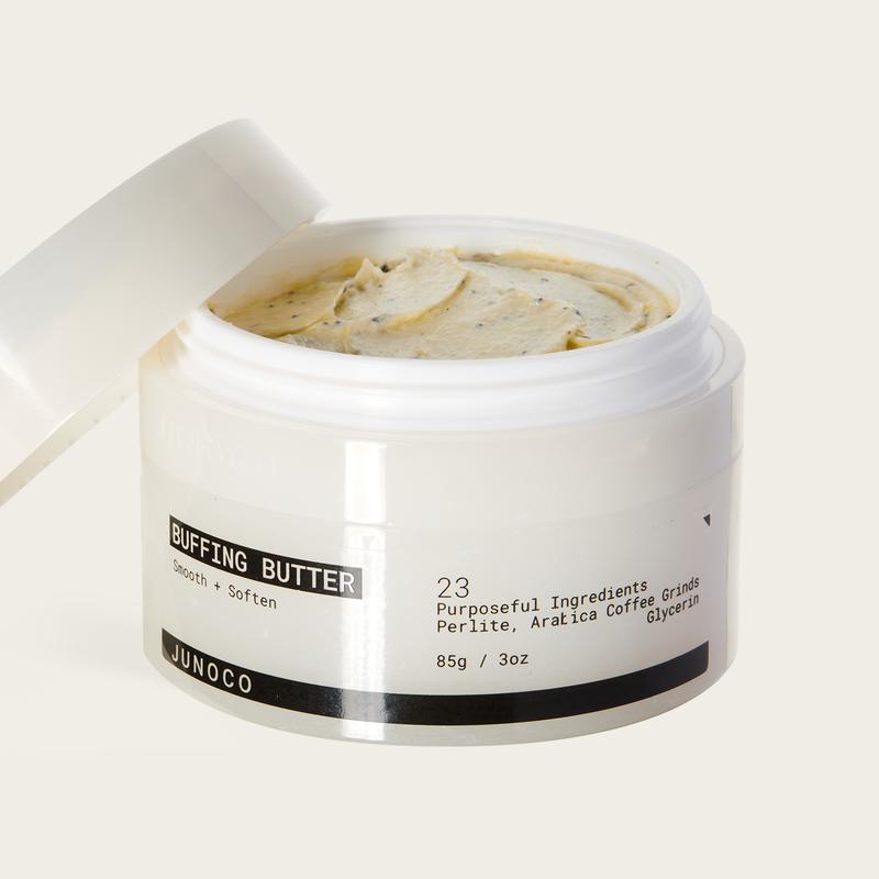 JUNOCO Buffing Butter. Hydrating body scrub with Coffee Grinds and Perlite. 85gr