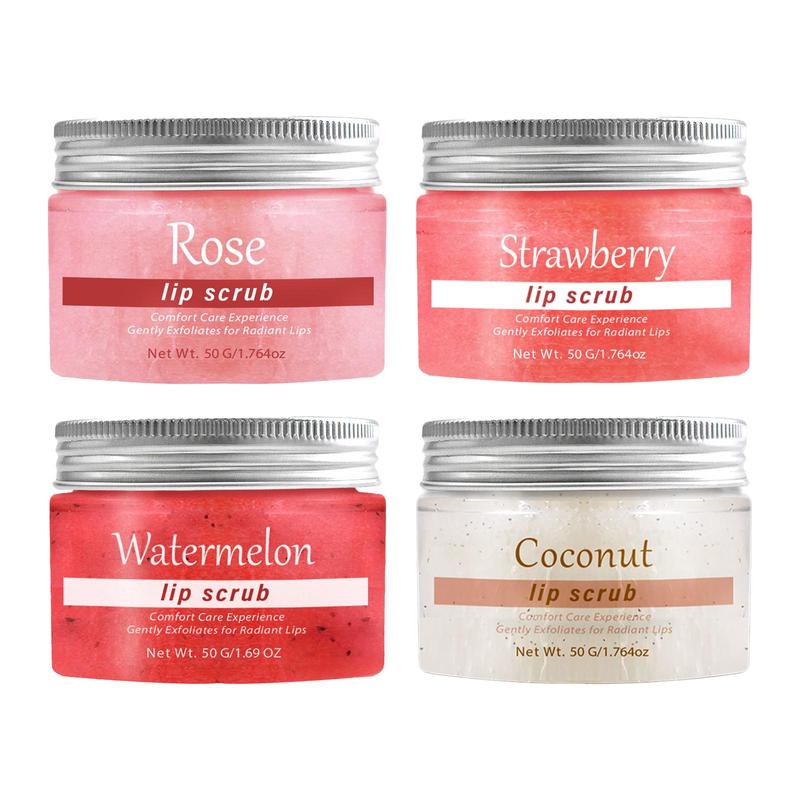 Strawberry Watermelon Coconut Rose Lip Scrub, Moisturizing Lip Care Scrubs for Exfoliating Fade Lip Lines Removing Dead Skin, Improving Lip Skin & Dark Lip