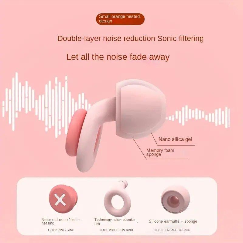 Reusable Silicone Sleep Earplugs, 1 Count Portable Noise Reduction Earplugs with Storage Box, Suitable for Students and Dormitories, Preventing Snoring